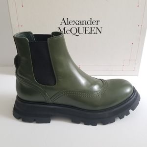Alexander McQueen Slip On Ankle Boots Size 40 (US 10) Military Green
